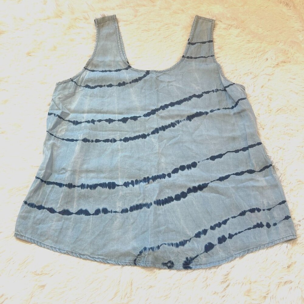 1250 Degrees Celsius Women Top Medium Blue Tencel Chambray Beach Festival 13091x